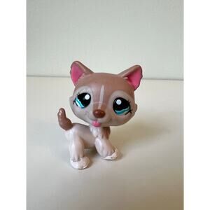 Littlest Pet Shop LPS #1012 Husky Dog Toy Figure Hasbro Blue Eyes
